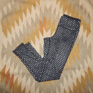 Athleta S Black w Gray Polka Dots Yoga Leggings